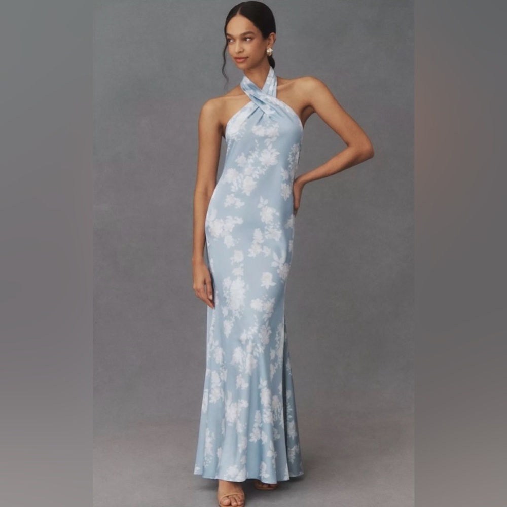 NWT BHLDN Ruby Twist Halter Satin Gown